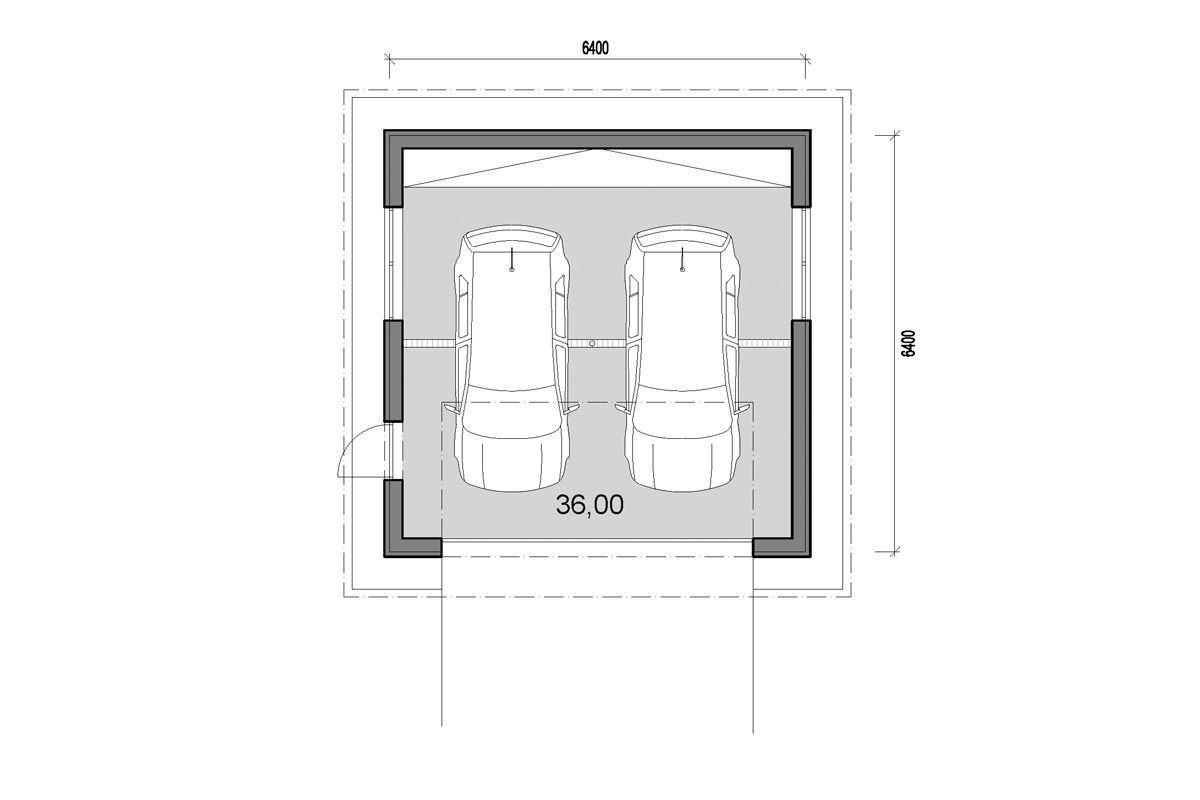 Double garage - floor plan - Mirrored