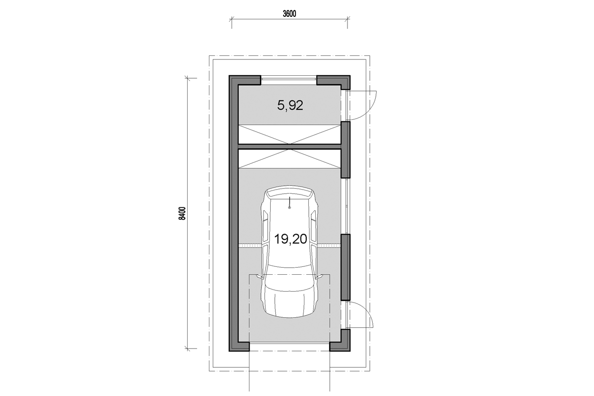 Single garage with storage - floor plan