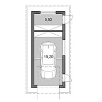 Single garage with storage - Floor plan in pdf