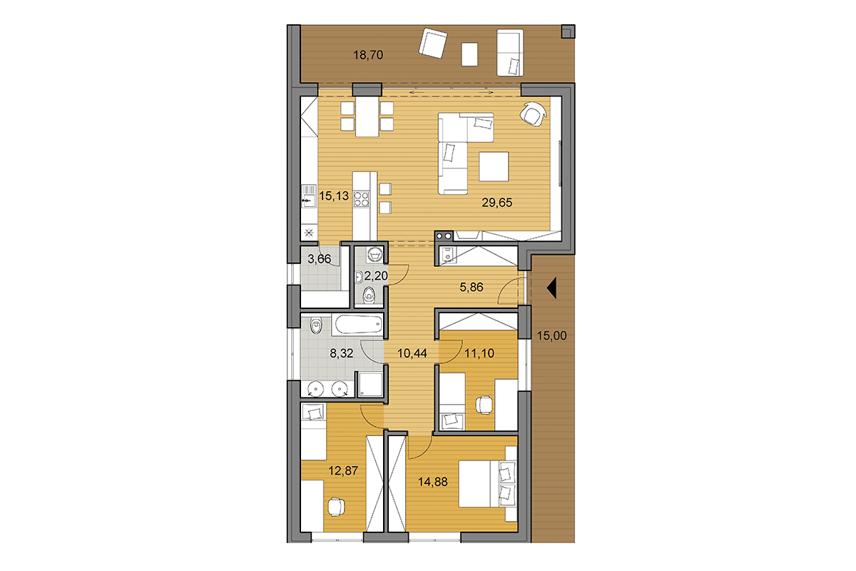 Bungalow i115 - Floor plan - Mirrored