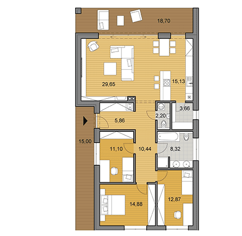 House plan of bungalow I115