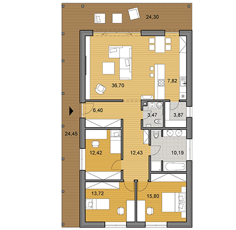 House plan of bungalow I120