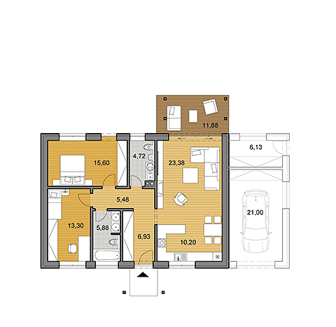 House plan of bungalow - 85 m2