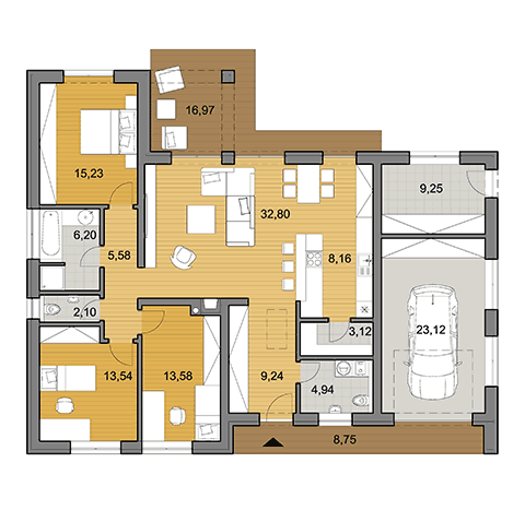House plan of bungalow L110G