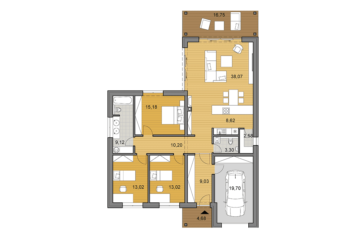 House plan L135 - Floor plan - Mirrored