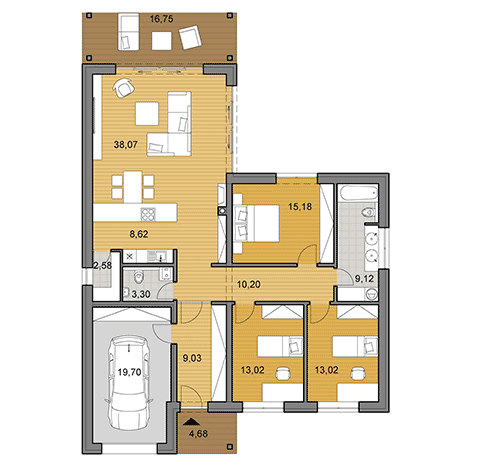 House plan of bungalow L135