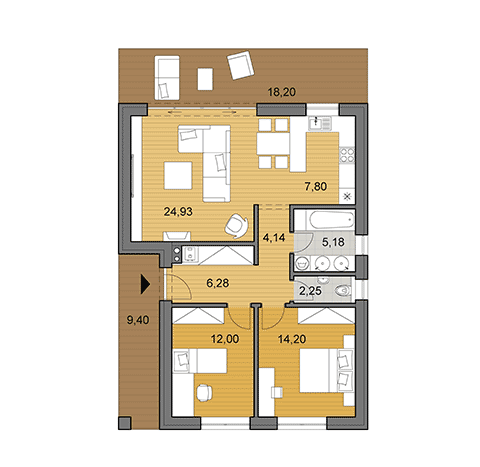 House plan of bungalow L75