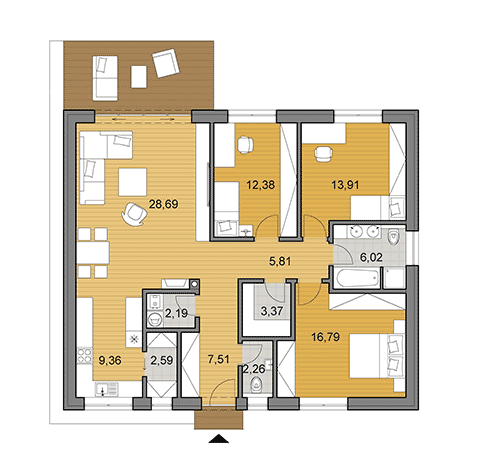 Bungalow O110 - House plans