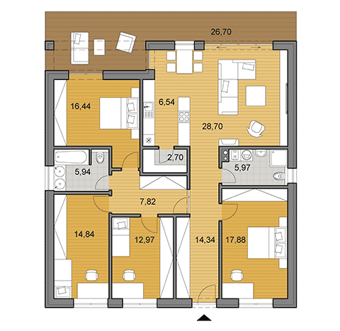 Bungalow O135 - Floor plan