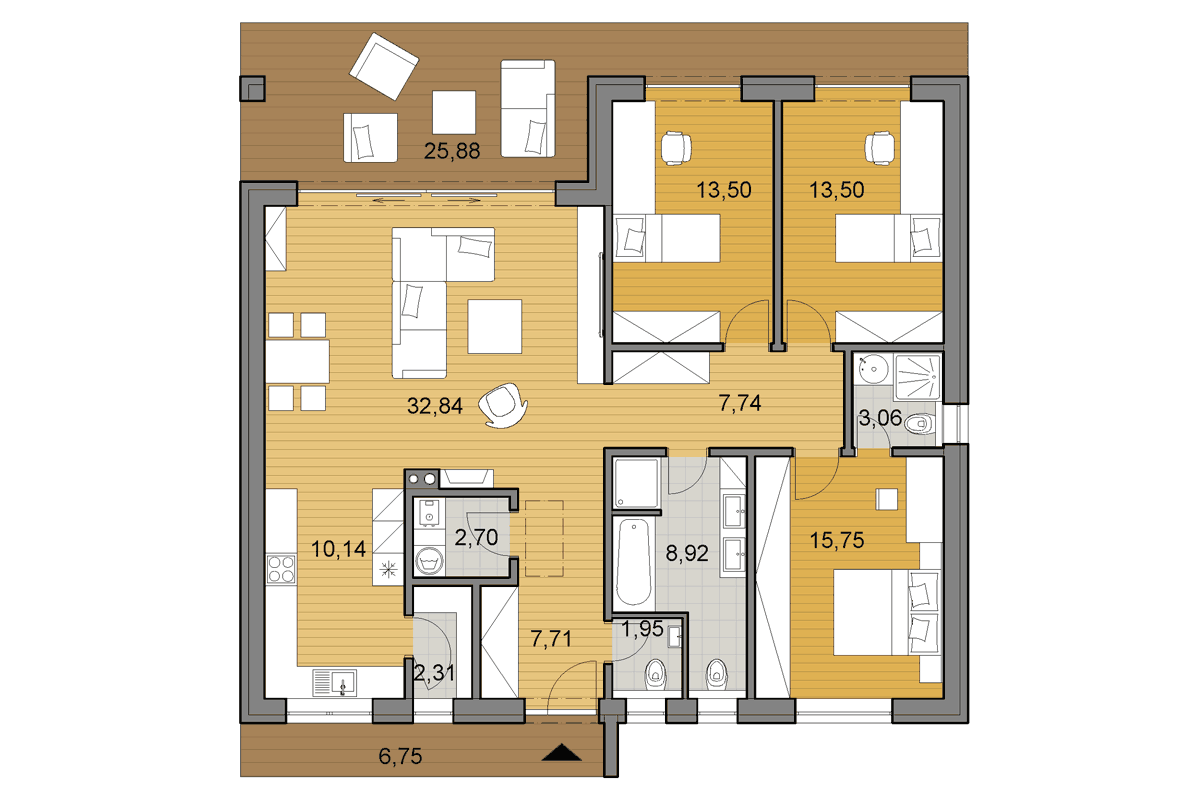 Bungalow O120 - Floor plan