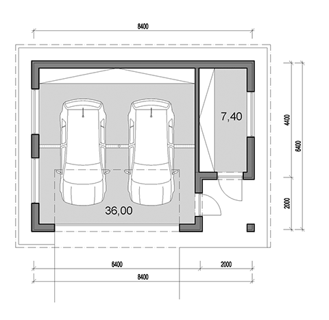 Double garage with side storage