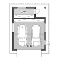 Double garage with back storage - Floor plan in pdf