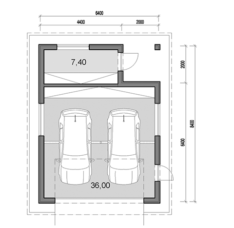 Double garage with back storage