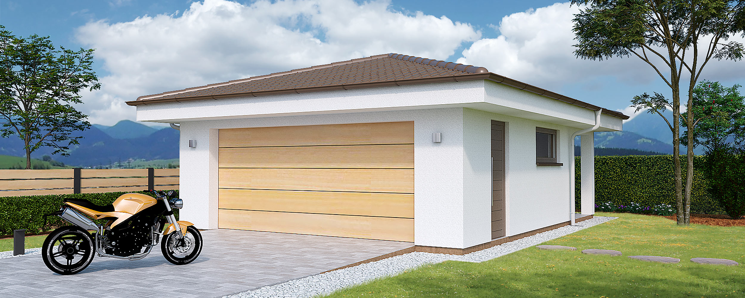 Double garage with back storage