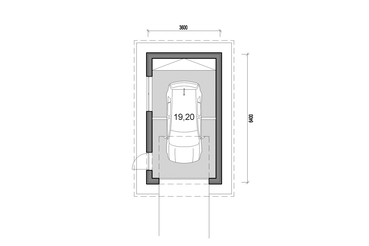 Single garage - floor plan - Mirrored