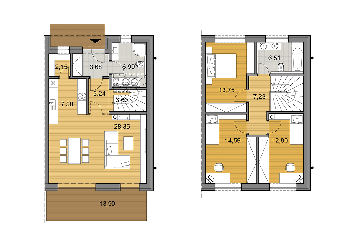 Projekt dvojdomu DD110 - Pôdorys
