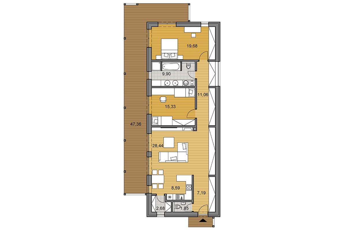 Bungalow i100 - Floor plan