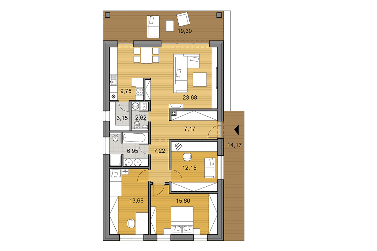 Projekt domu i102 - Pôdorys