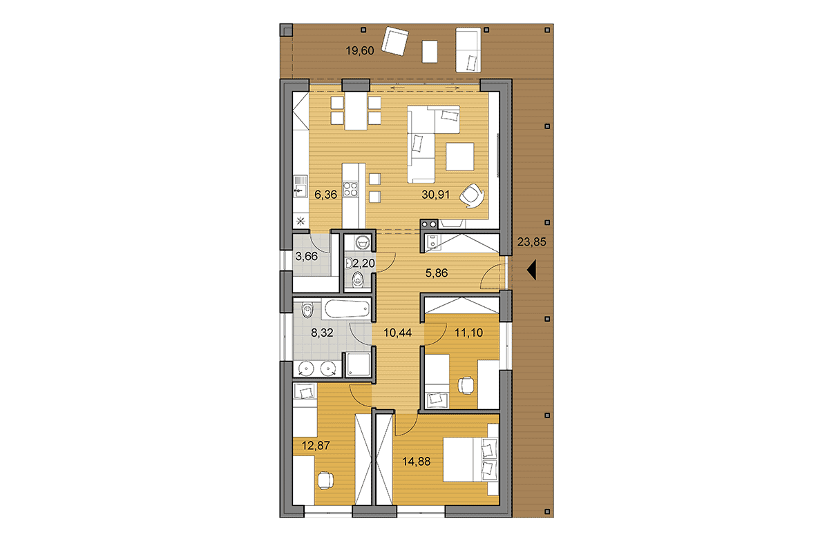 Projekt domu i105 - Pôdorys - Zrkadlený