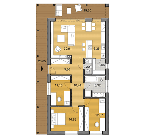 Projekt rodinného domu - I105 - pôdorys