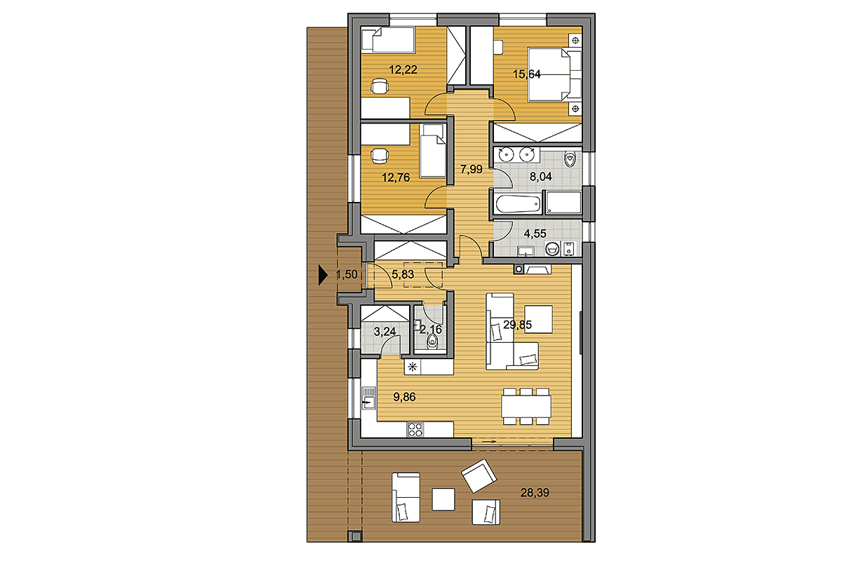 Projekt domu i110 - Pôdorys