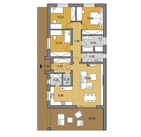 Projekt rodinného domu o ploche 112 m2