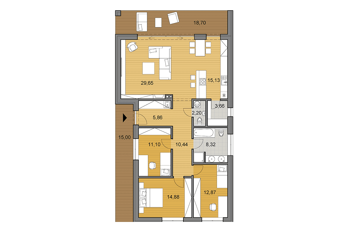 Projekt domu i115 - Pôdorys