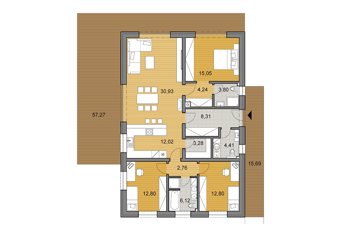 Projekt domu i116 - Pôdorys