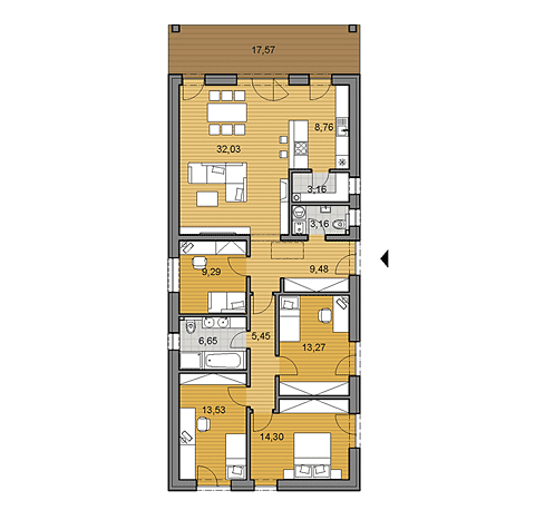 Projekt rodinného domu o ploche 119 m2