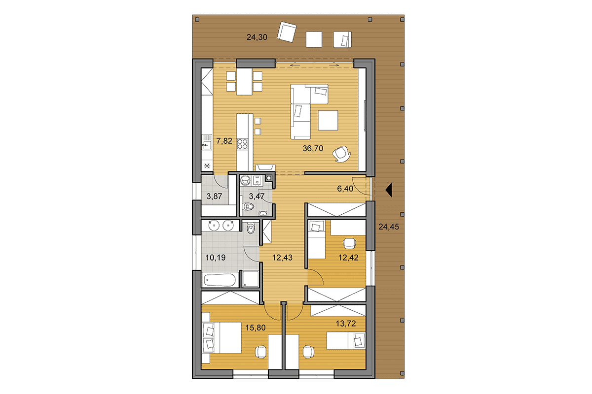 Bungalow i120 - Floor plan - Mirrored