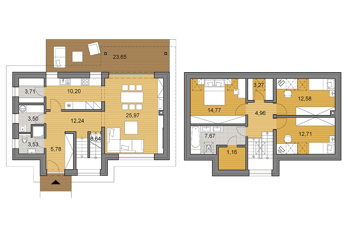 Bungalow i2-124 - Floor plan - Mirrored