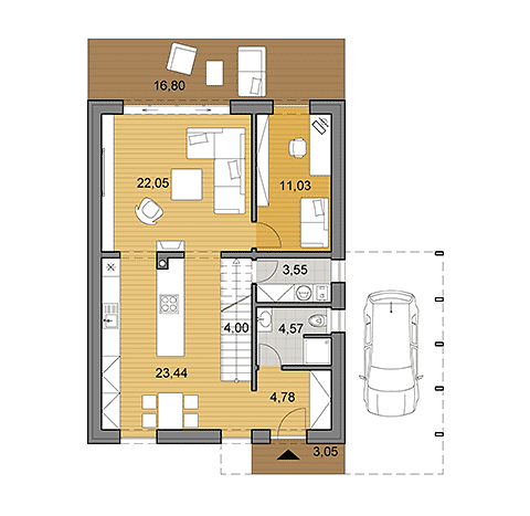 Projekt poschodového domu I2-140 - Pôdorys