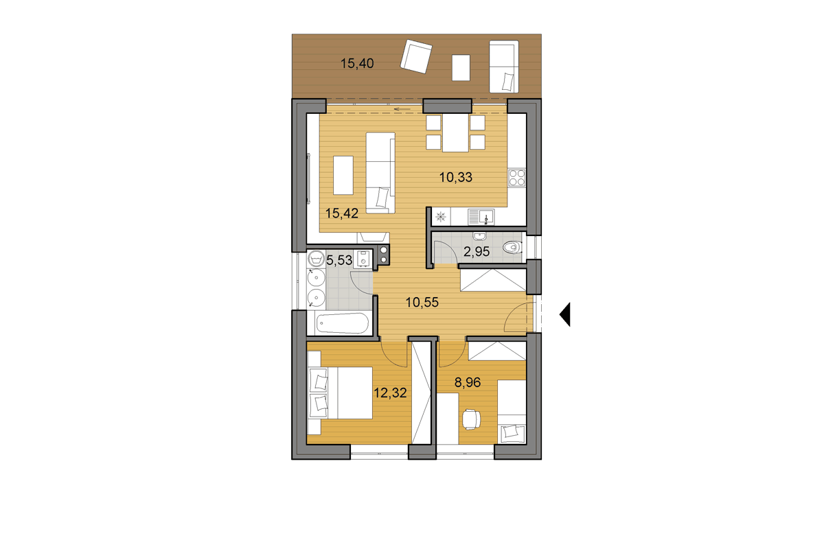 Bungalowi65 - Floor plan - Mirrored