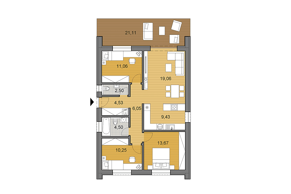 Projekt domu i81 - Pôdorys - Zrkadlený