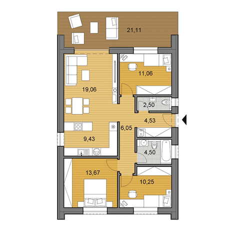 Projekt rodinného domu s garážou o ploche 81 m2