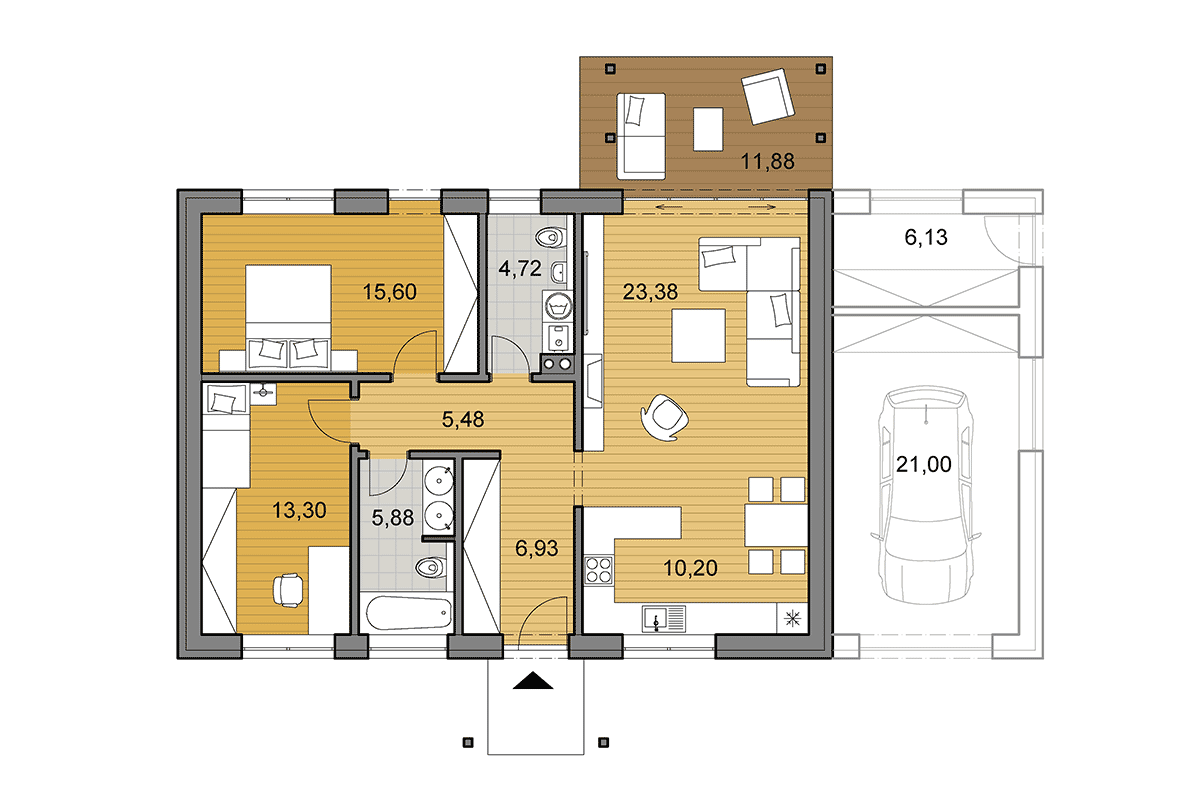 Projekt domu i85 - Pôdorys