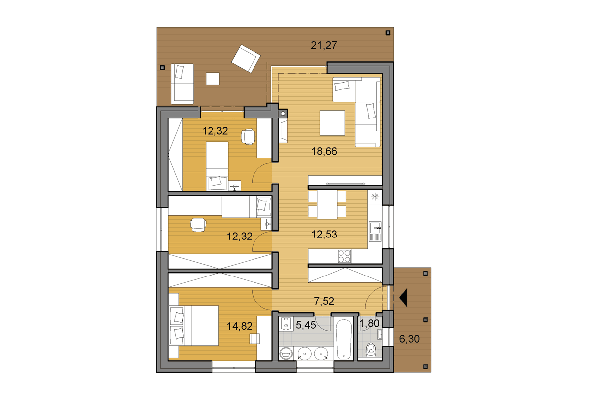 Bungalow i86 - Floor plan