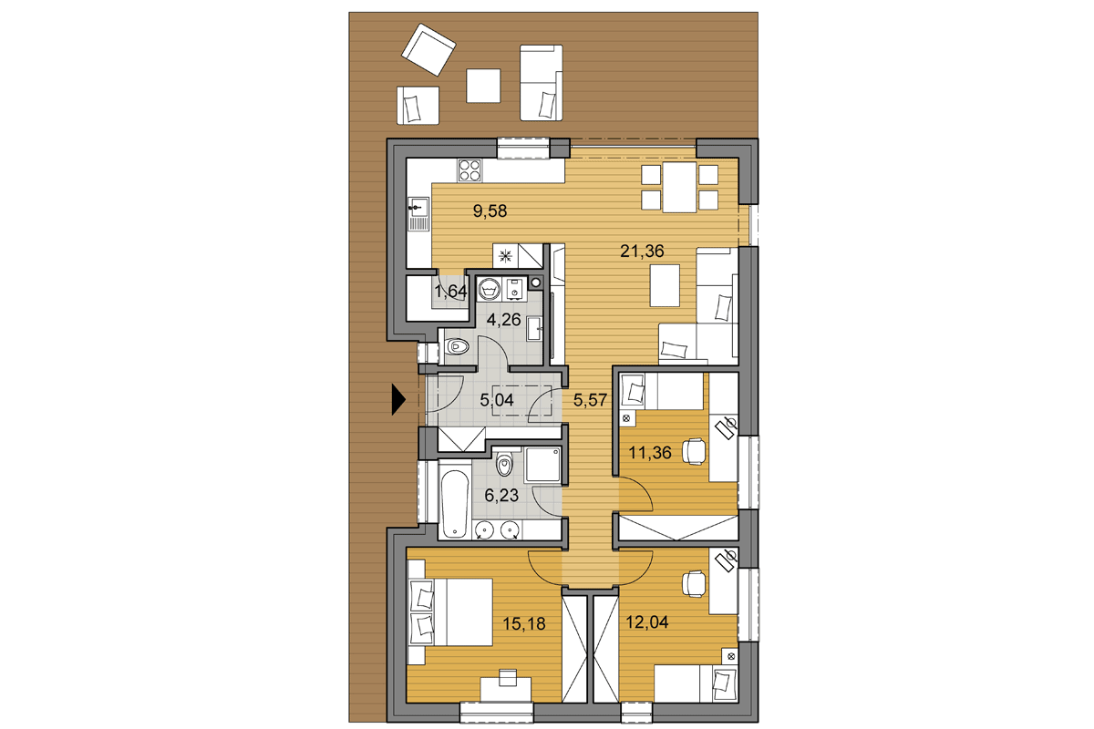 Bungalow i92 - Floor plan