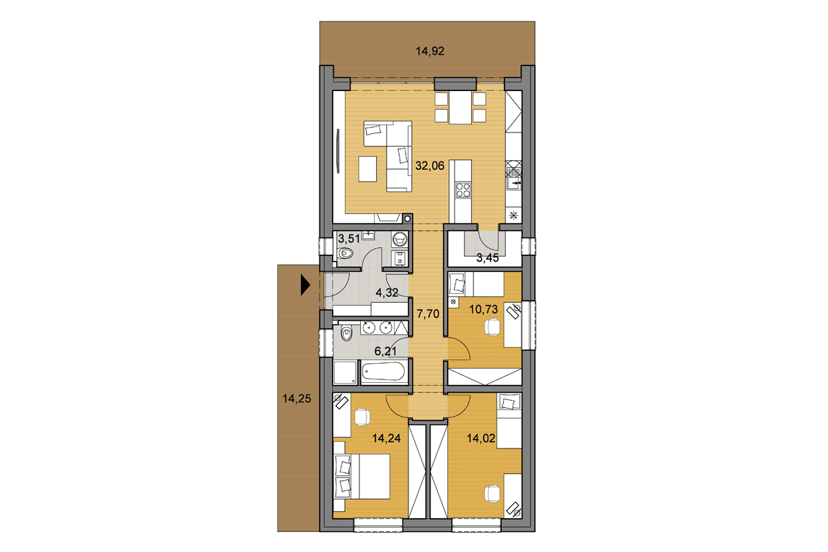 Bungalow i96 - Floor plan