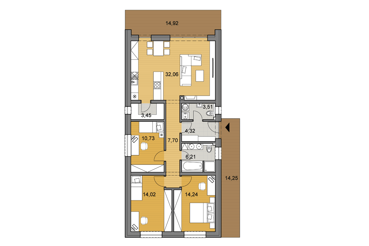 Projekt domu i96 - Pôdorys - Zrkadlený