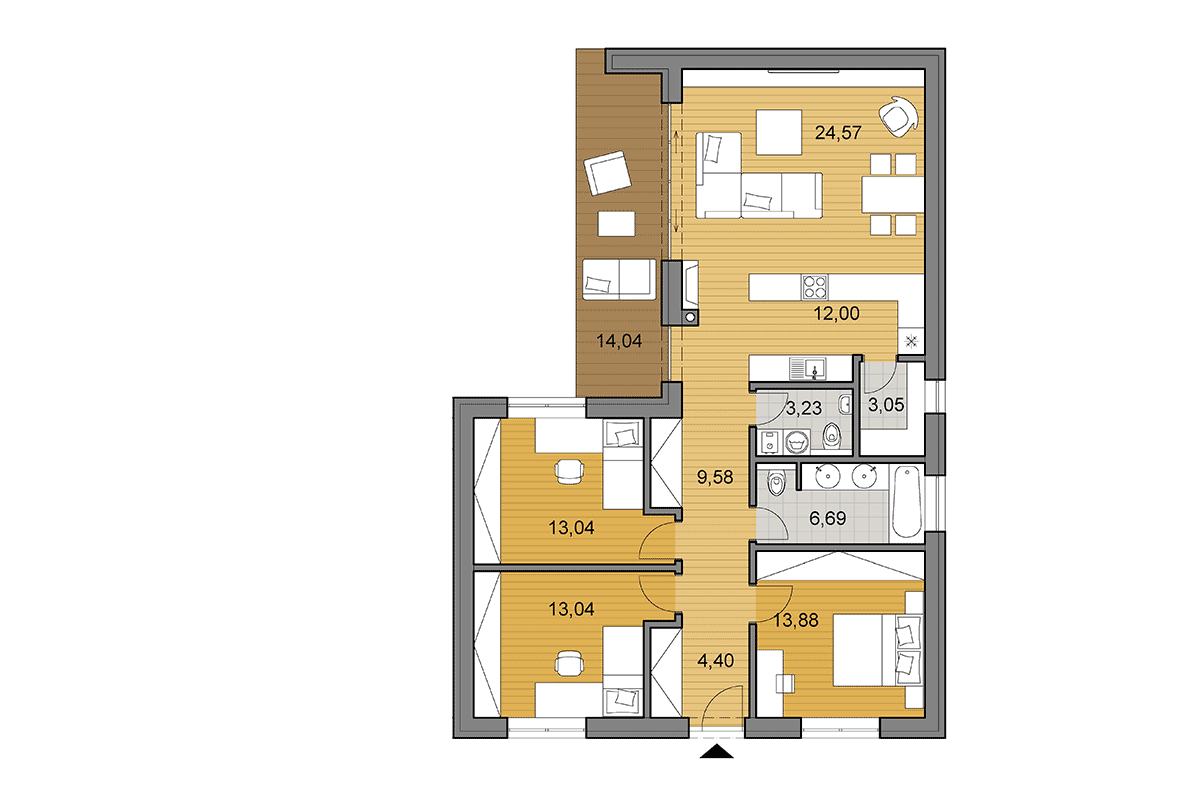 Bungalow L105 - Floor plan - Mirrored
