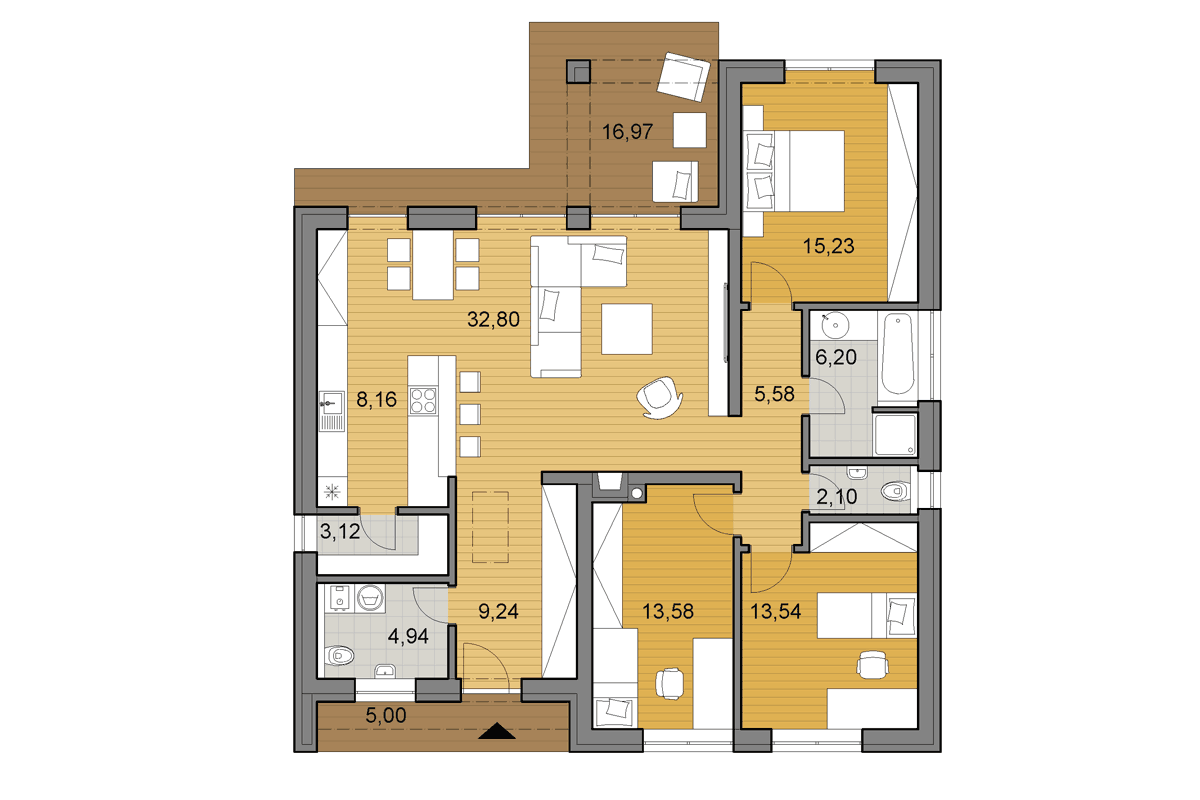 Projekt domu L110 - Pôdorys - Zrkadlený