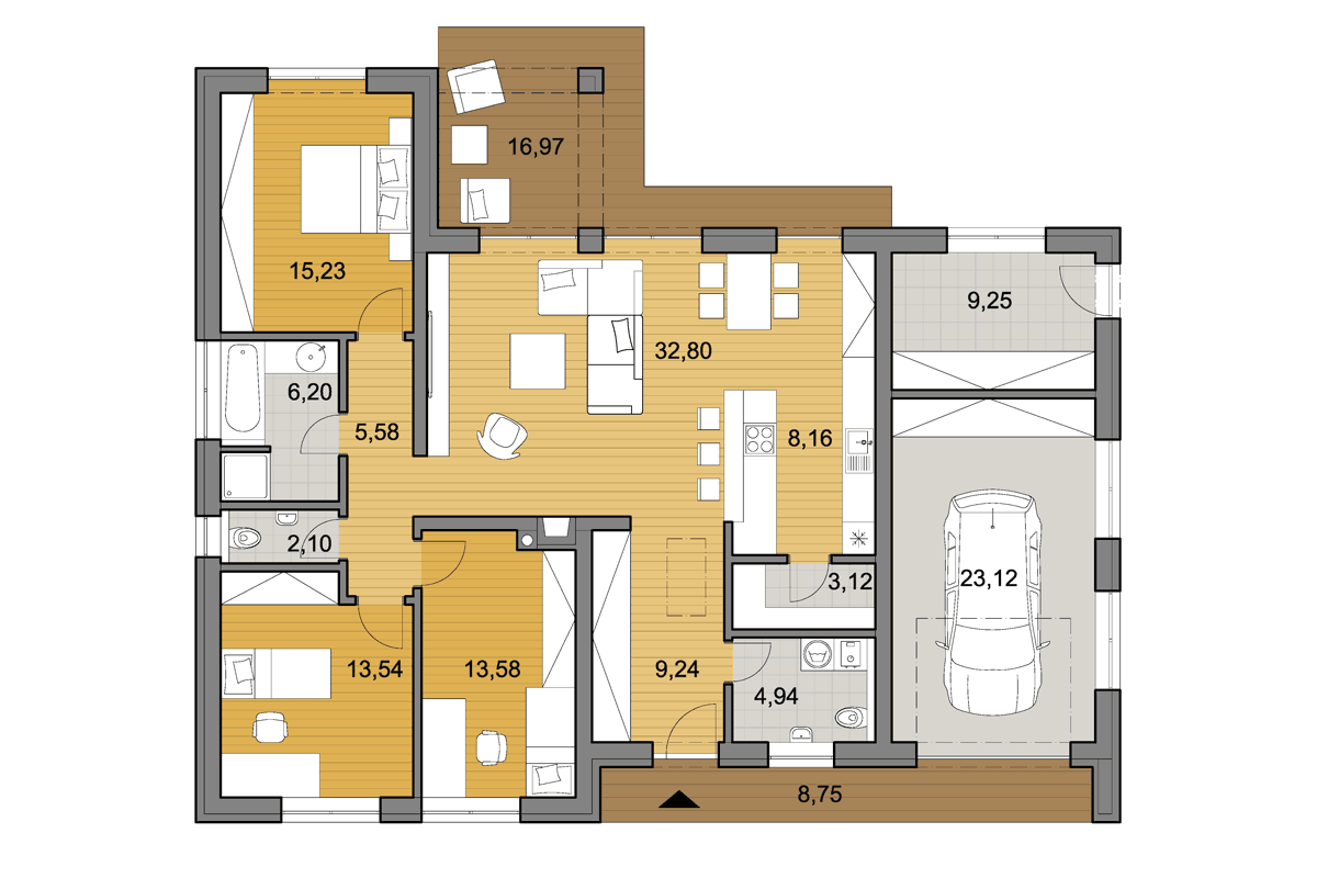 Bungalow L110G - Floor plan