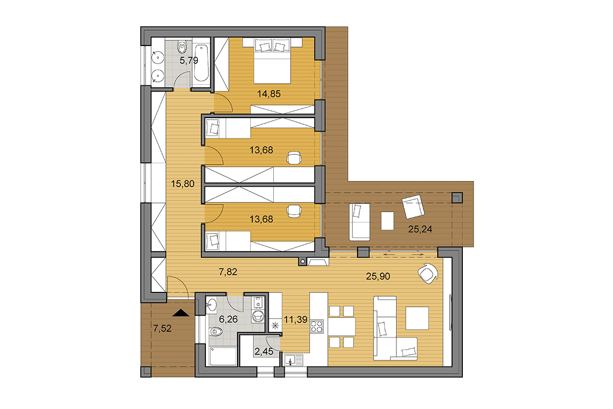 Bungalow L115 - Floor plan