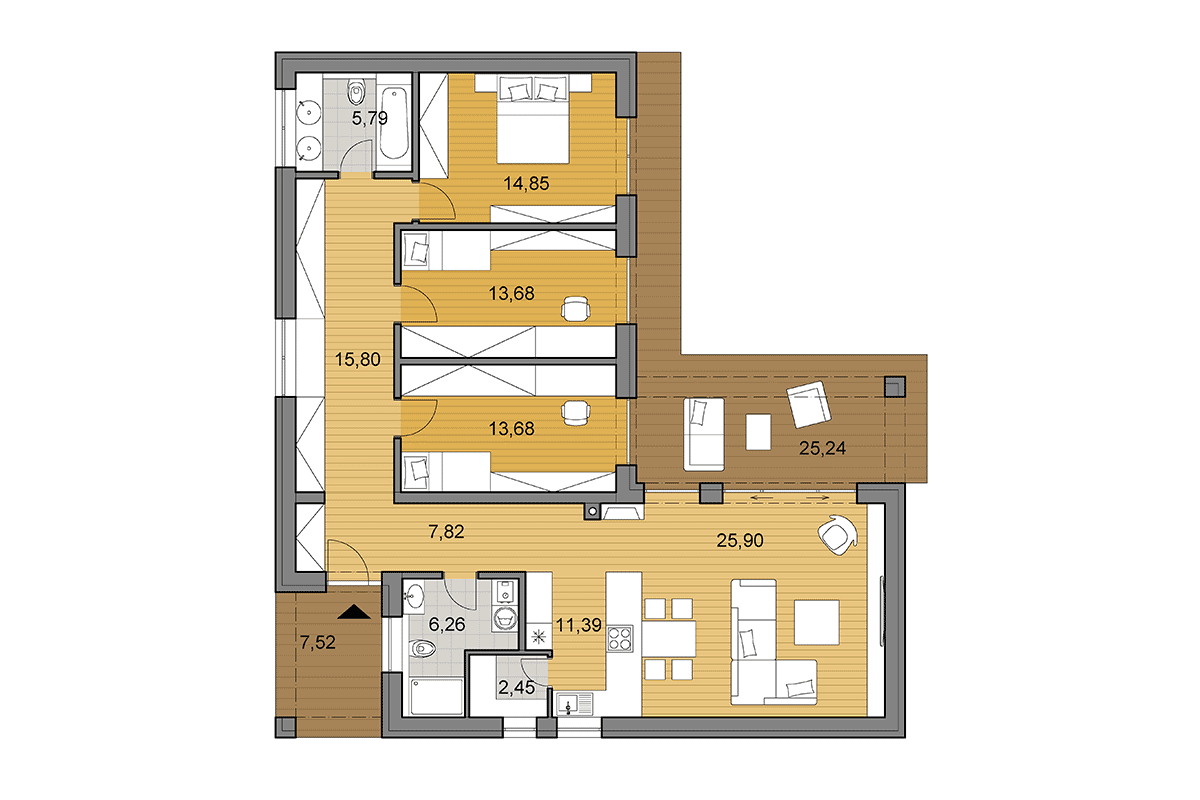 Projekt domu L115 - Pôdorys