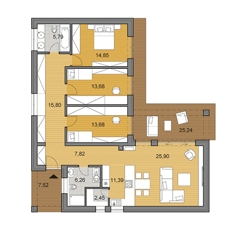 Projekt rodinného domu - L115 - Pôdorys