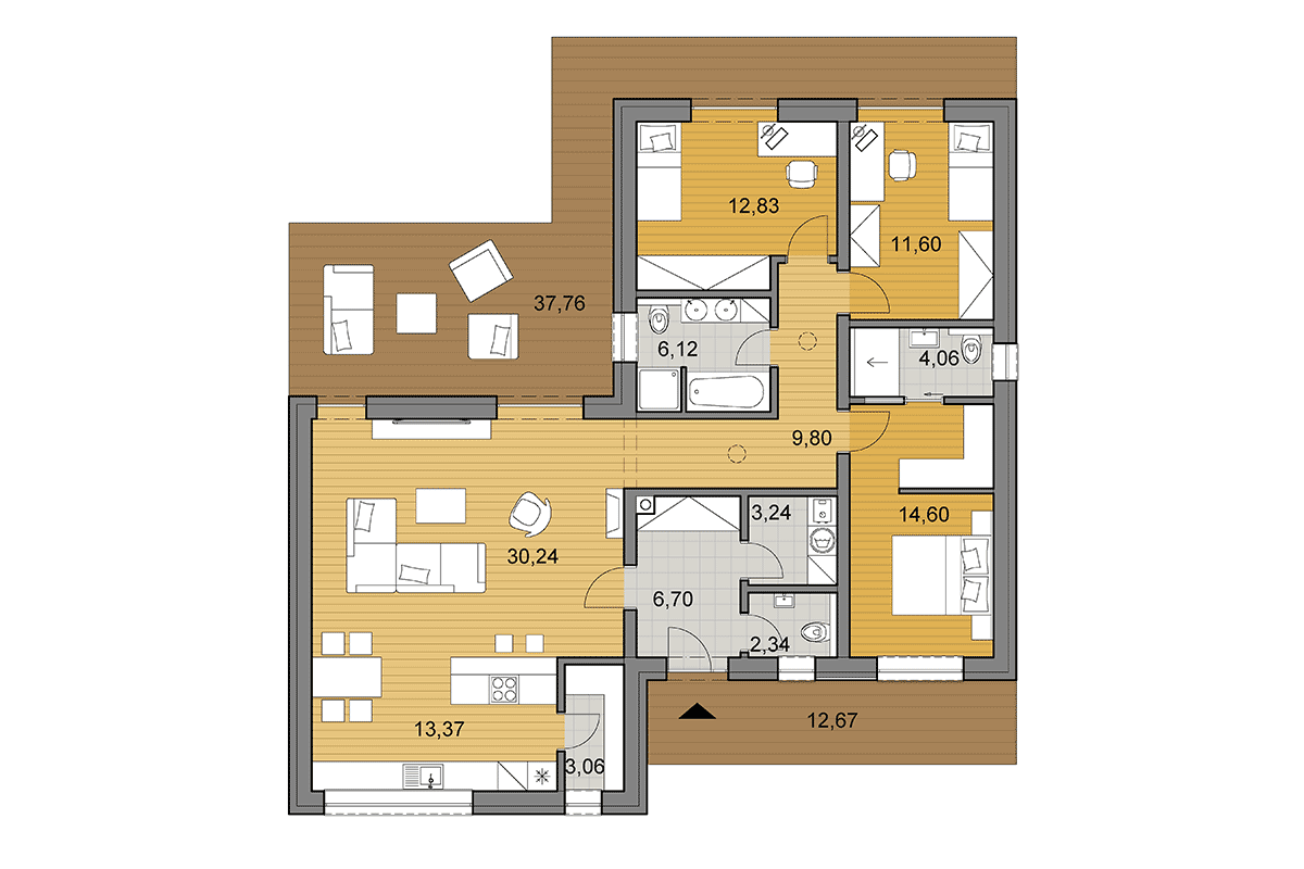 Projekt domu L118 - Pôdorys - Zrkadlený