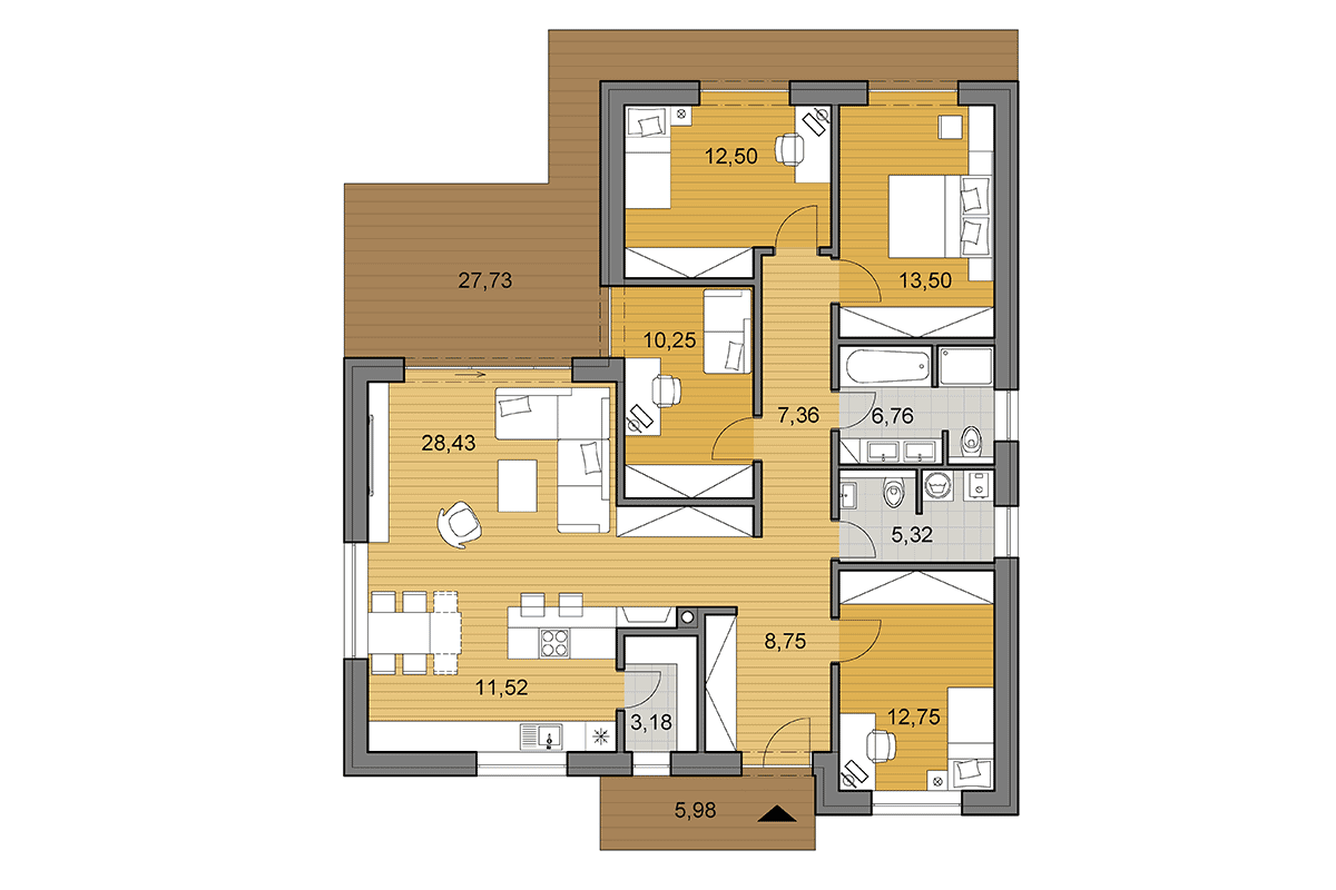 Projekt domu L120 - Pôdorys - Zrkadlený