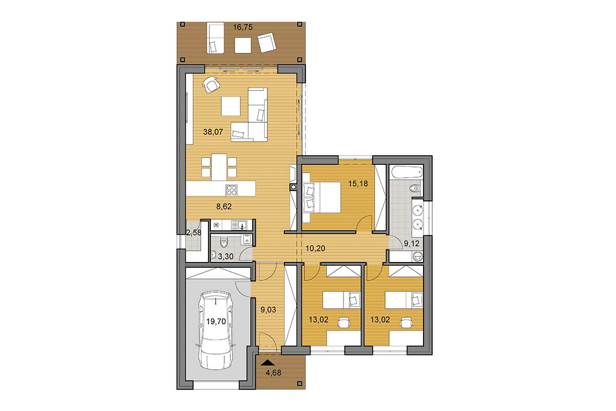 Projekt domu L135 - Pôdorys