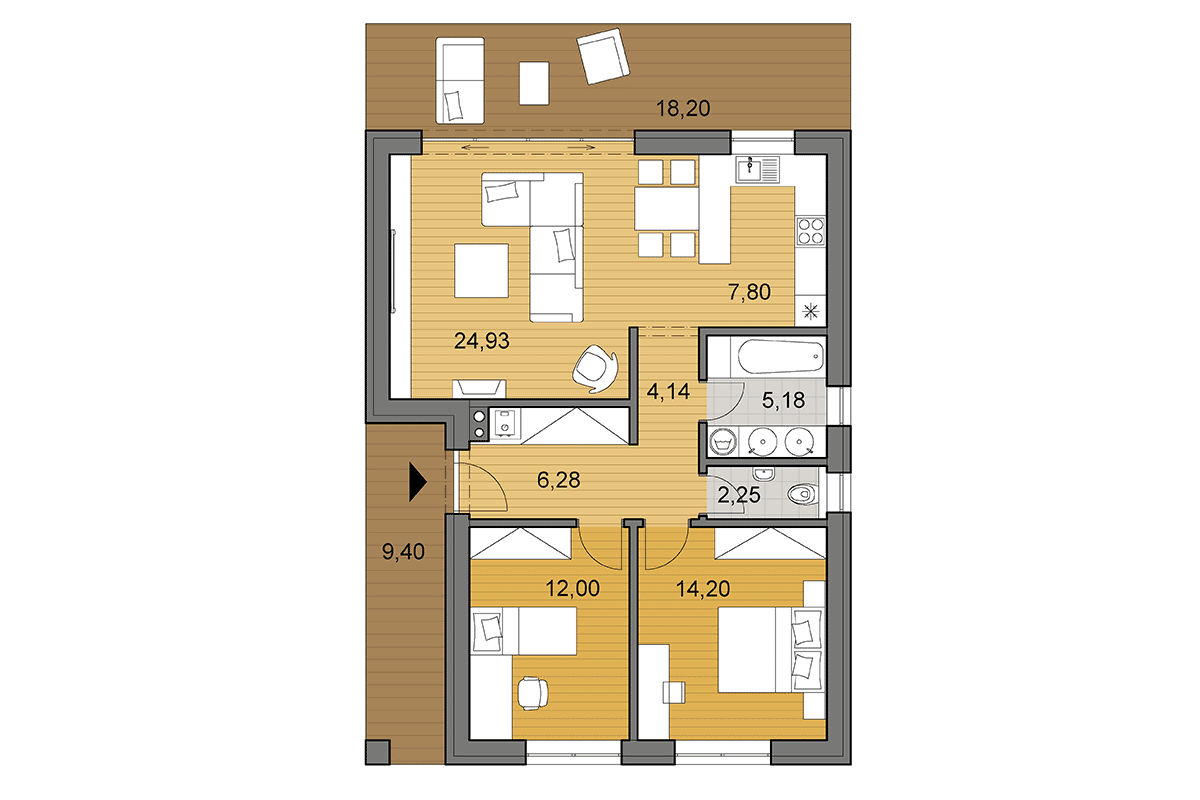 Bungalow L75 - Floor plan